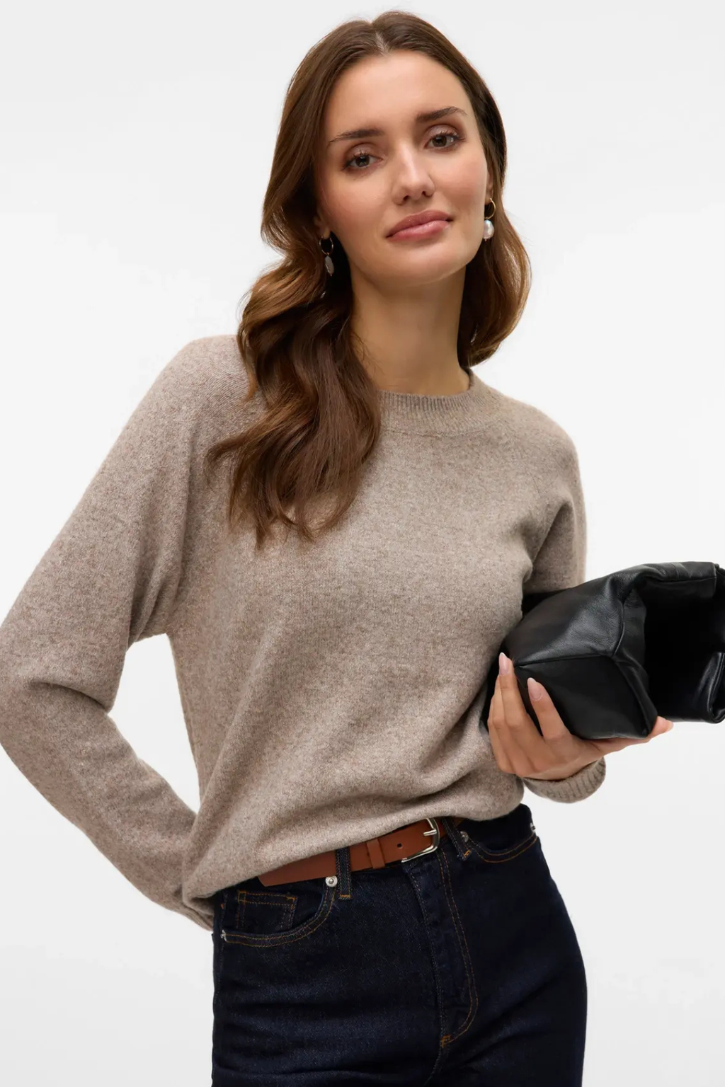 Doffy O-Ausschnitt-Bluse – Moon Rock Melange