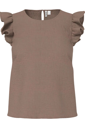 Sastina O-Neck Top – Kaffeequarz