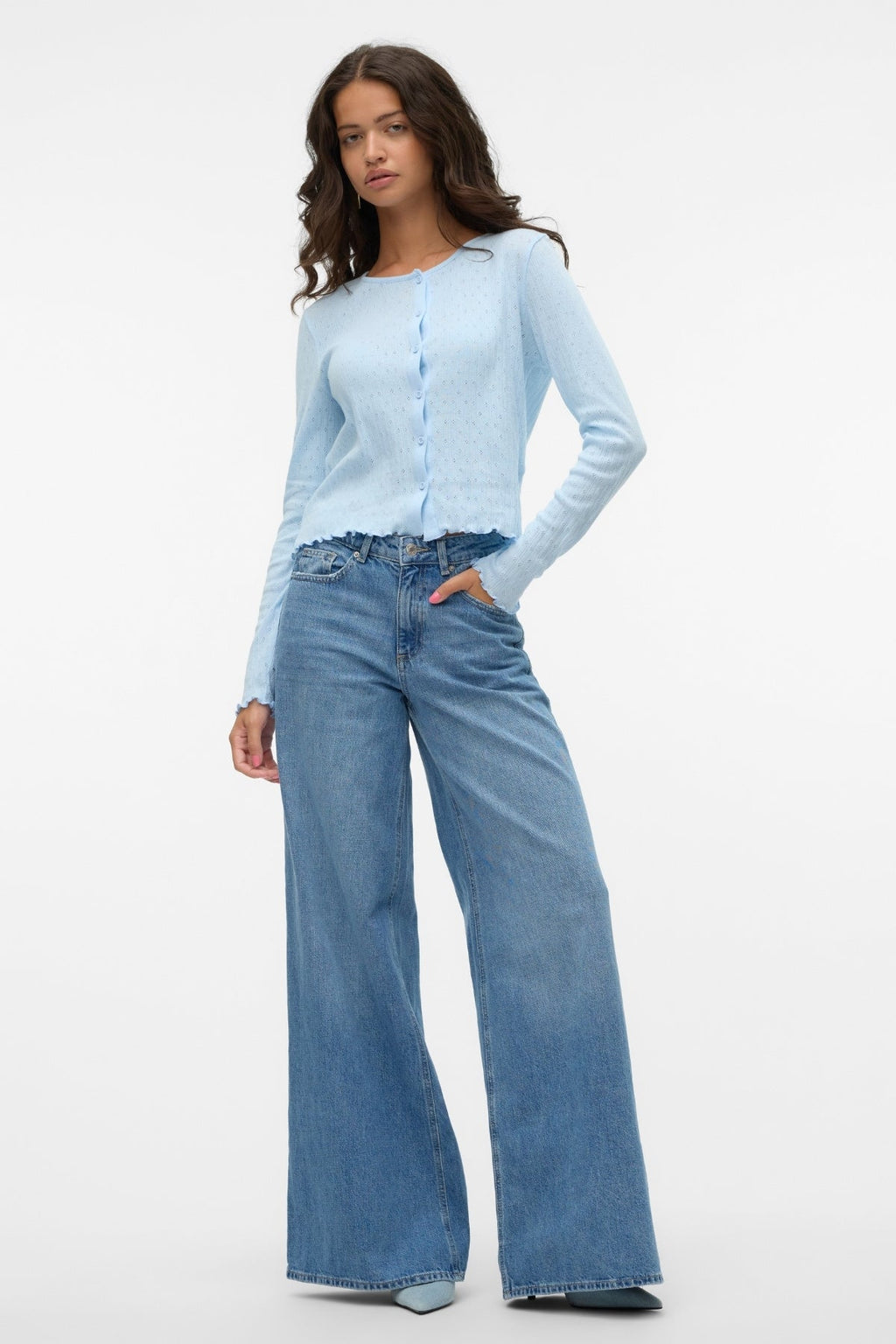 Isa O -Neck -Strickjacke - Nantucket Breeze