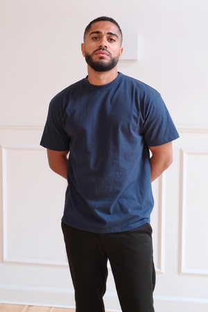 Kastenförmiges T-Shirt – Marineblau