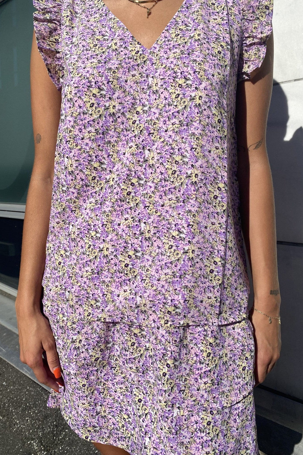 Sternfrill V -Ausschnitt Bluse - Zitronenbaiser