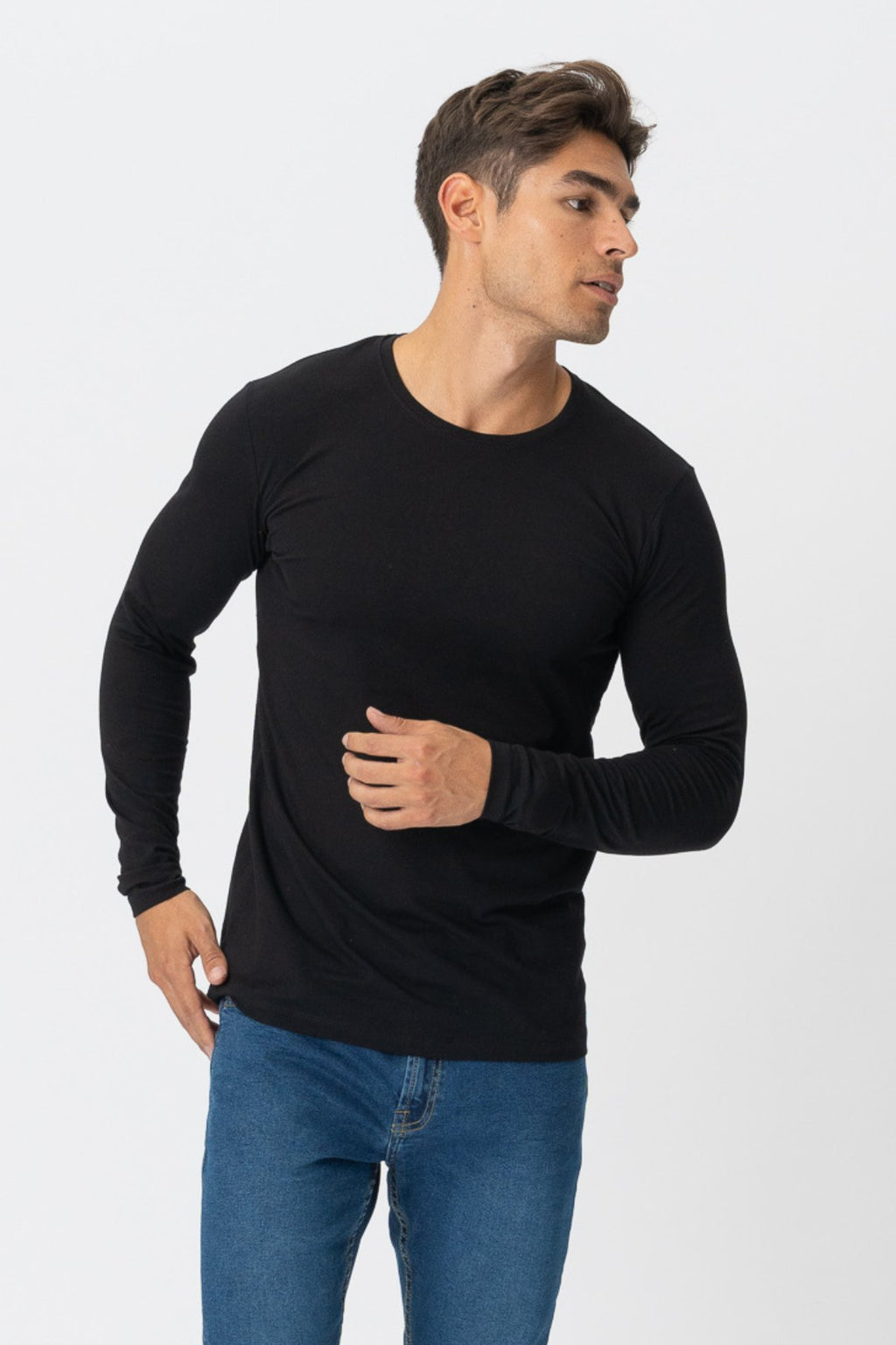 Langarm Muscle T -Shirt - Schwarz