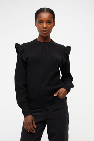 Malena Ruffle Pullover - Schwarz