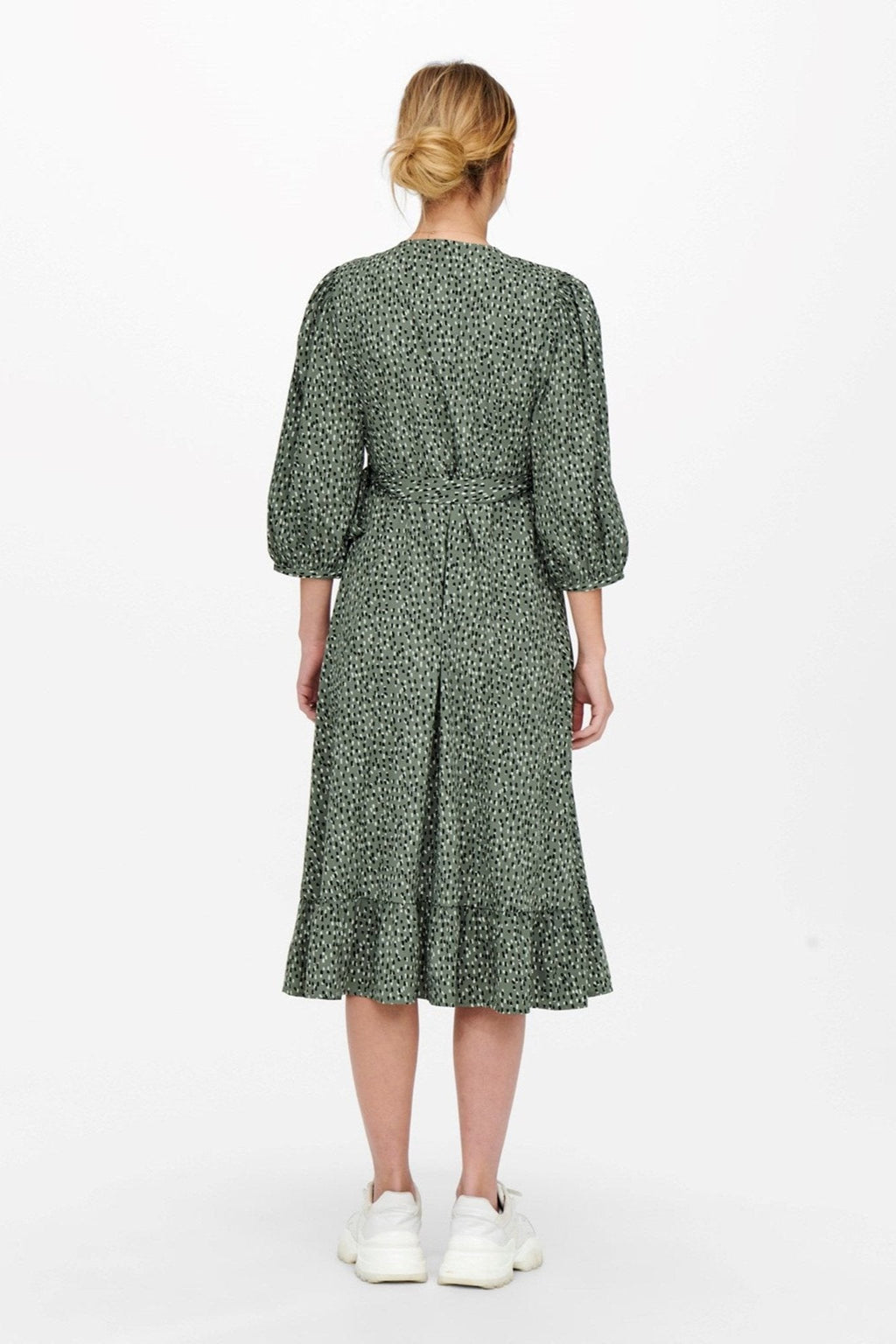 Olivia 3/4 Wrap Midi Kleid - Balsam Grün