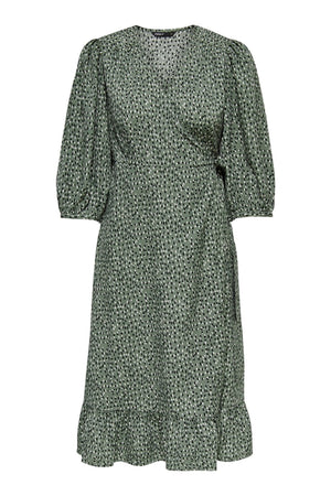 Olivia 3/4 Wrap Midi Kleid - Balsam Grün