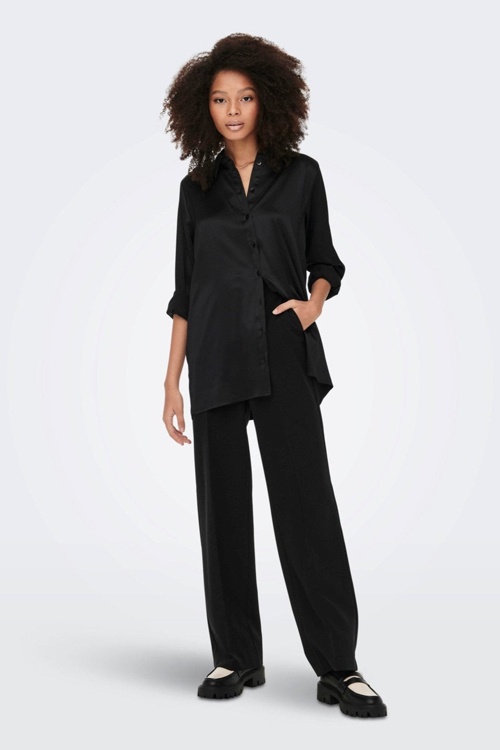 Victoria Satin Kleid - schwarz