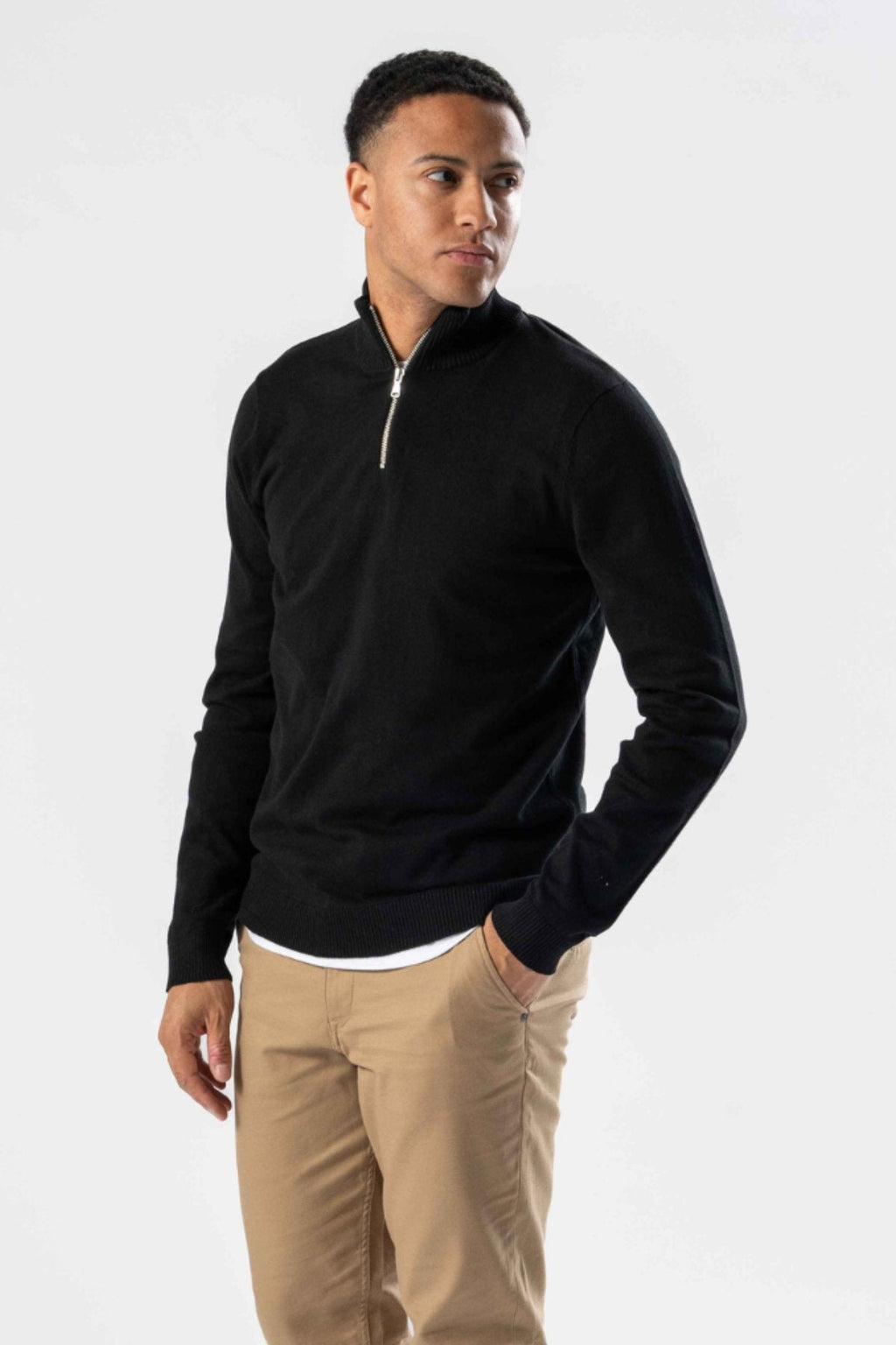 Pullover Half Zip - Schwarz