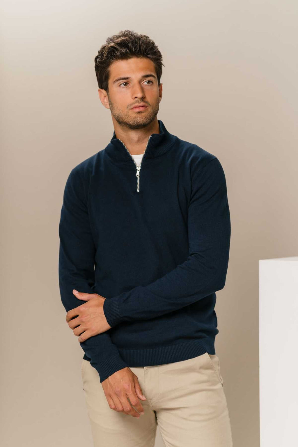 Pullover Halb Zip - Marine