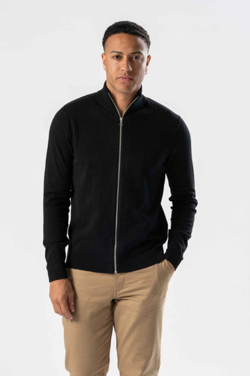 Pullover Zip Cardigan - Schwarz