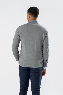 Pullover Zip Cardigan - Grau Melange
