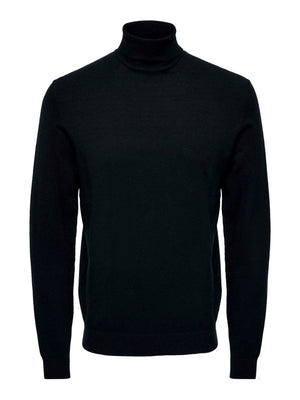 Rollkragen Strickpullover - schwarz