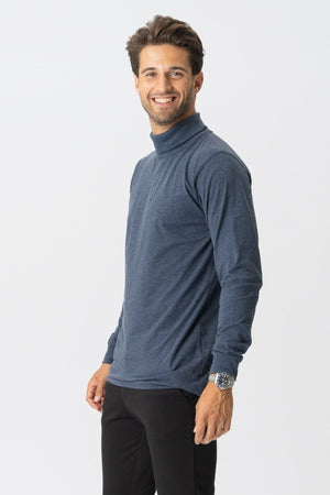 Rollkragenpullover - Heather Blue