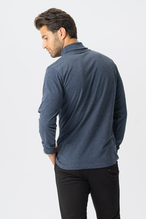 Rollkragenpullover - Heather Blue