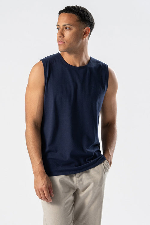 Sleeveless Tee - Navy - TeeShoppen Group™ - T - shirt - TeeShoppen