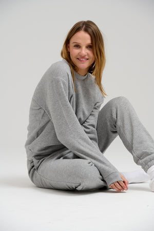 Basic Crewneck -Schweiß - hellgraue Melange