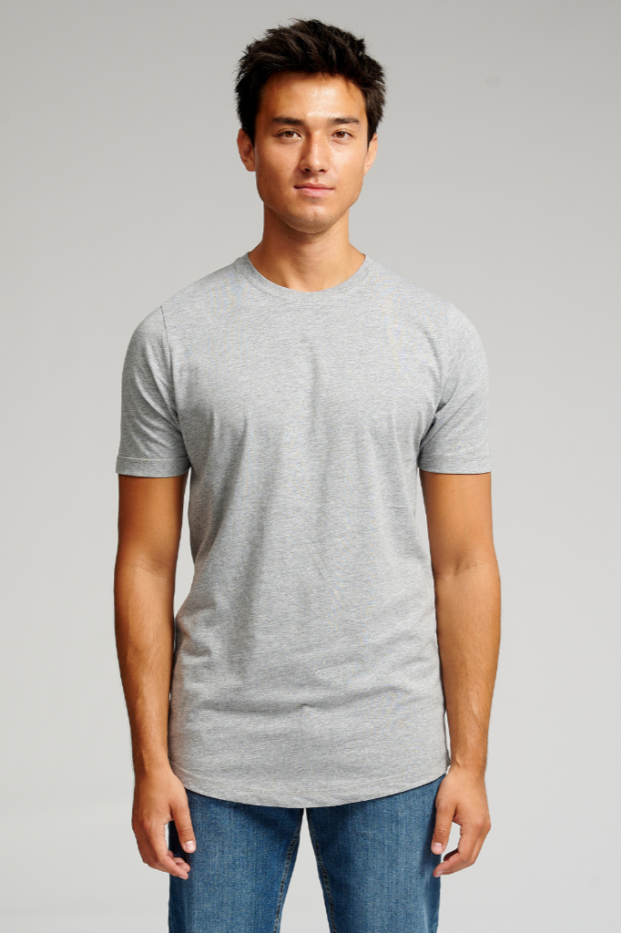 Langes T -Shirt - graue Melange