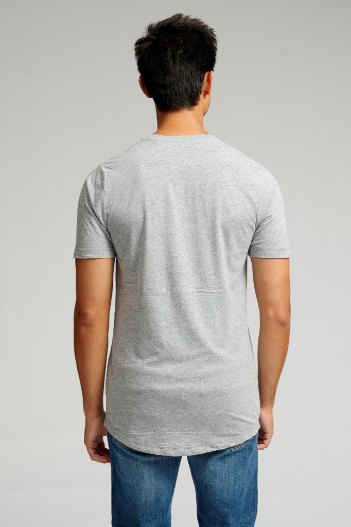 Langes T -Shirt - graue Melange