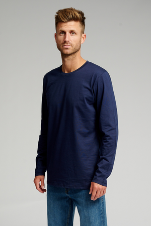Basic Langarmes T-Shirt-Marine