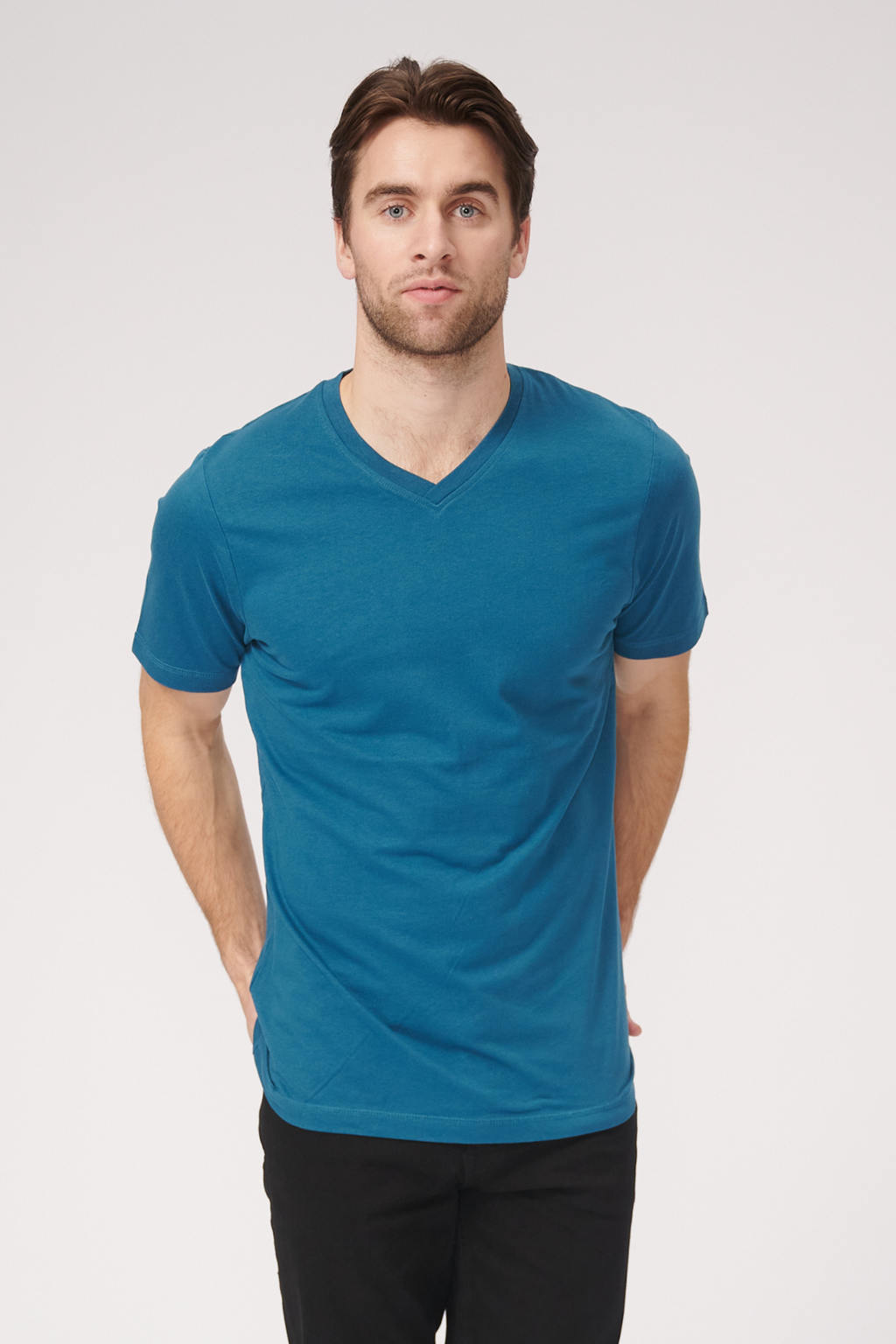 Basic Vneck T -Shirt - Erdölblau