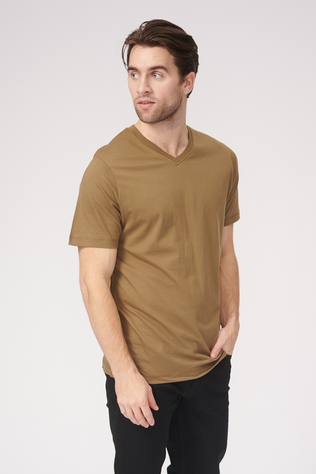 Basic Vneck T -Shirt - Olive