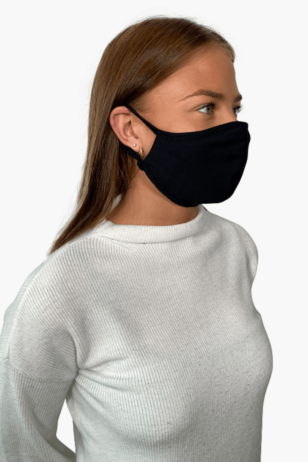 10 PCs. Stoffmaske mit 3 Schichten - schwarz (Bio -Baumwolle)