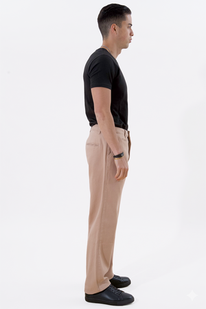 Gerade geschnittene Baumwoll-Chino – Beige
