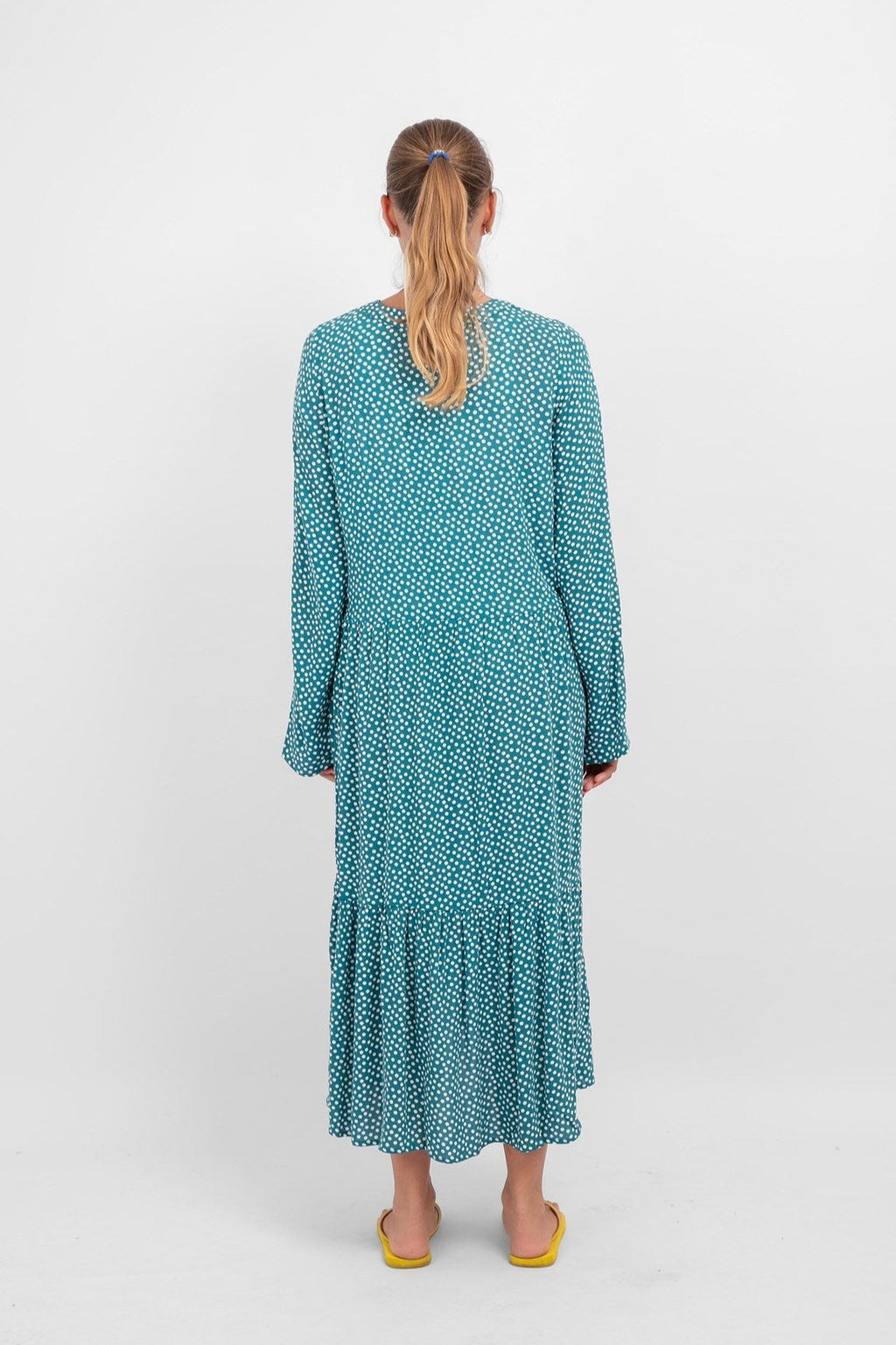 Anna Langarmed Kleid - blaugrün