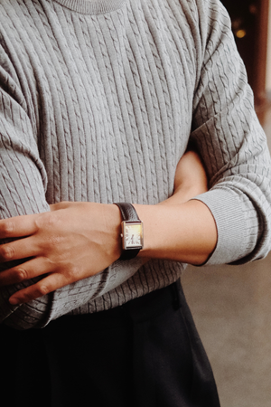 Pullover -Kabel -Strick - graue Melange