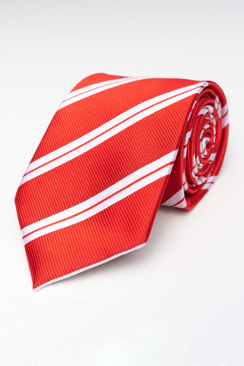 Tie - Red/White Striped - TeeShoppen Group™ - Accessories - TeeShoppen