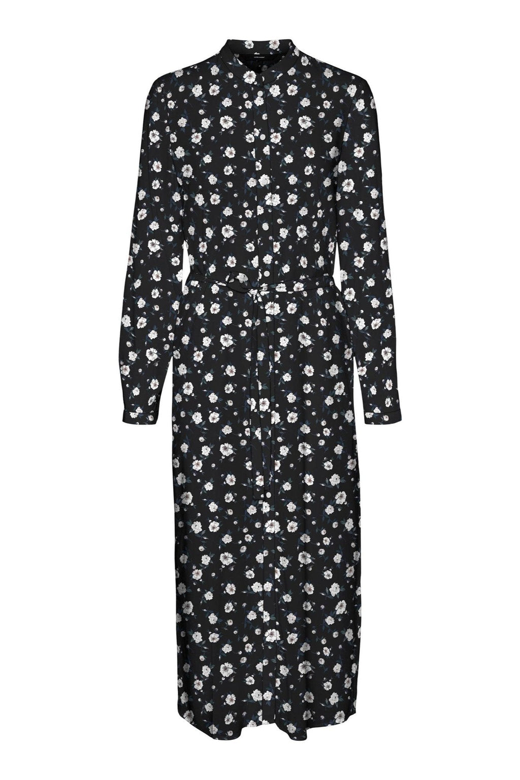 Einfaches Langarm -Hemdkleid - schwarz