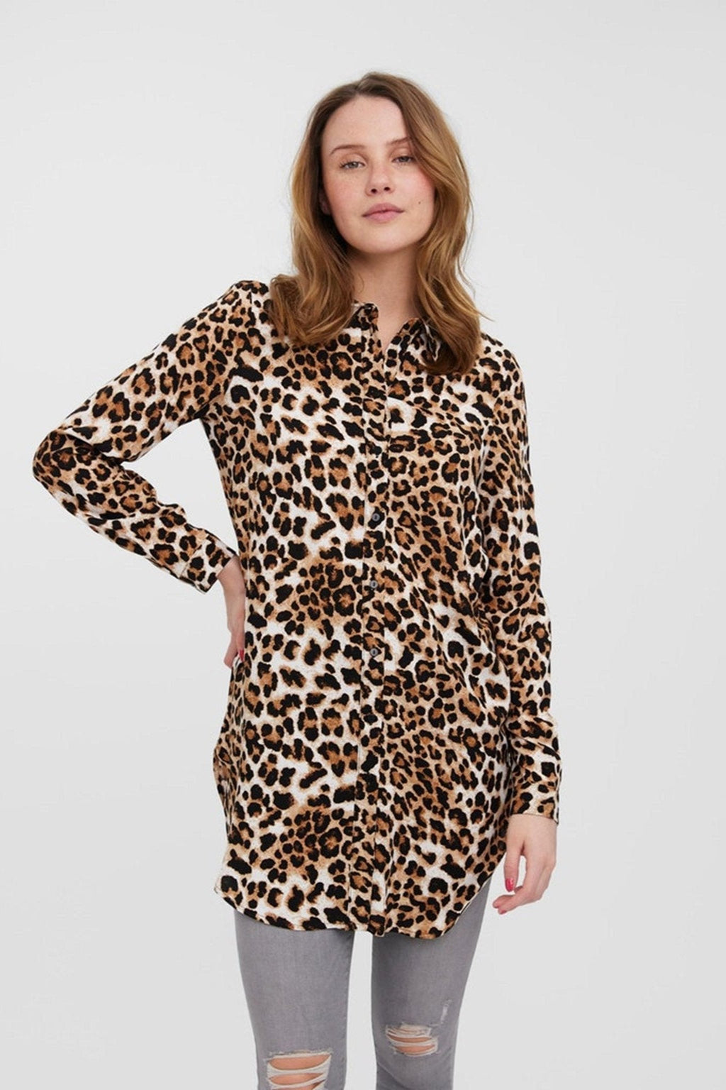 Einfaches langes Hemd - Tan