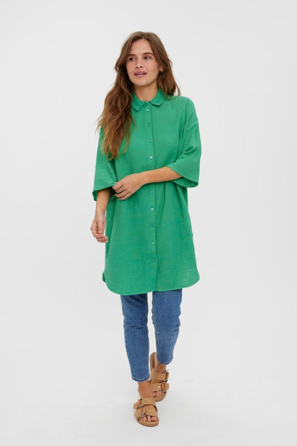 Natali 3/4 Overshirt - Holly Green