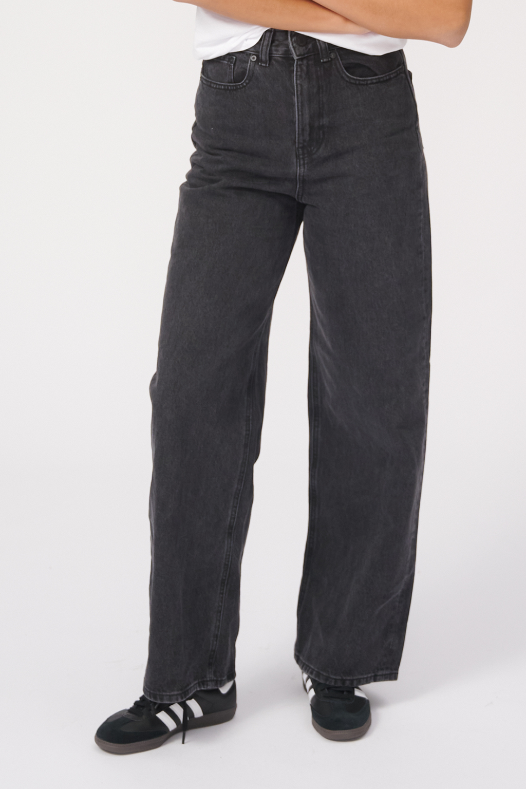 The Original Performance Breite Jeans - gewaschener schwarzer Denim gewaschen