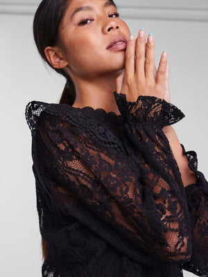 Allie Lace Bluse - Black - TeeShoppen Group™ - Formal Shirts & Blouses - PIECES