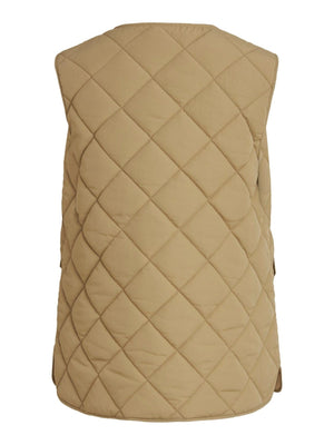 Cooli Quilted Short Vest - Beige - TeeShoppen Group™ - Jacket - VILA