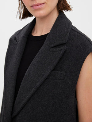 Edna Waistcoat - Dark Grey Melange - TeeShoppen Group™ - Knitwear - Vero Moda