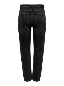 Emily Hohe Taillenjeans - schwarzer Denim