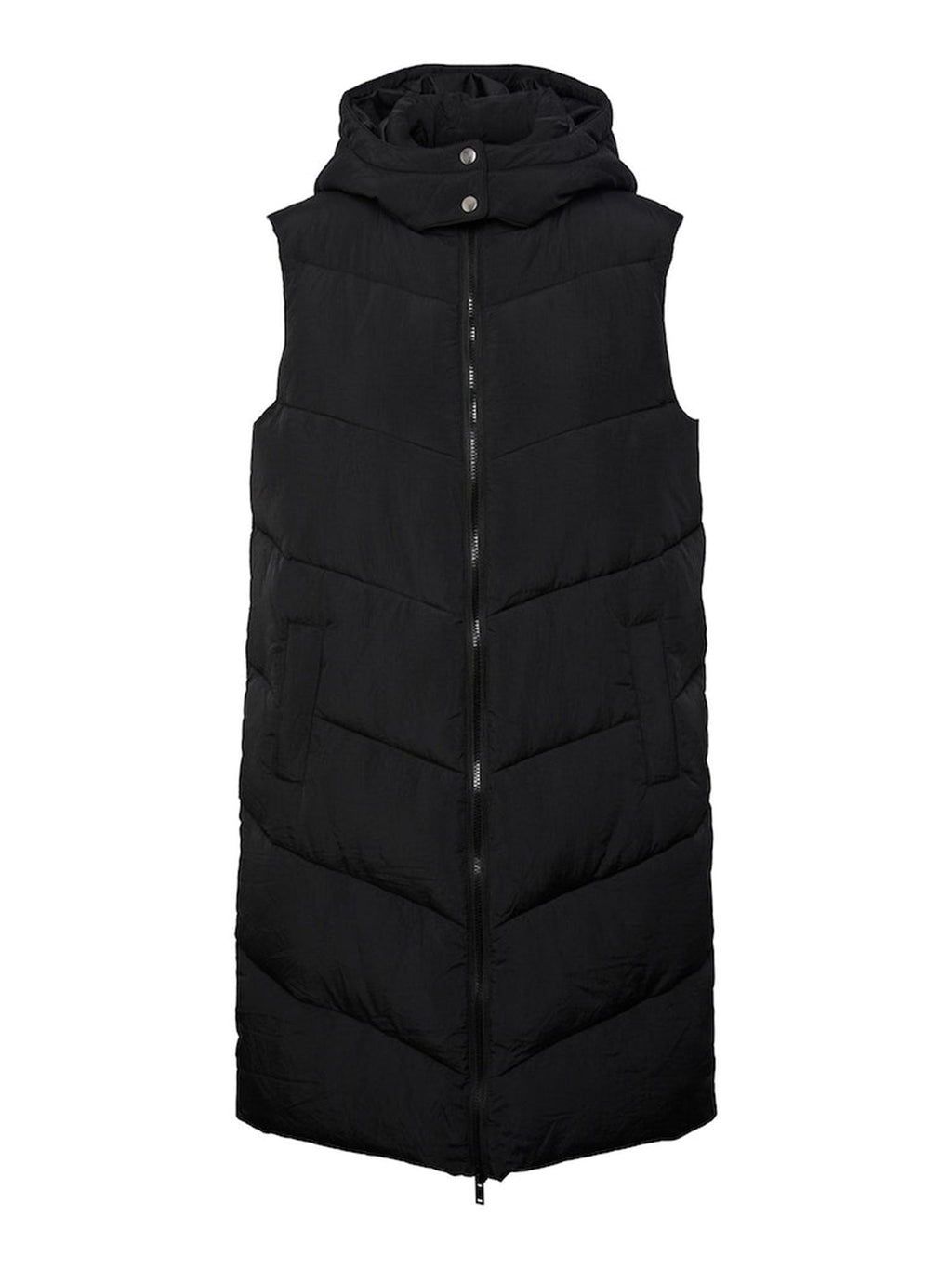 Jamilla Long Puffer Weste - Schwarz