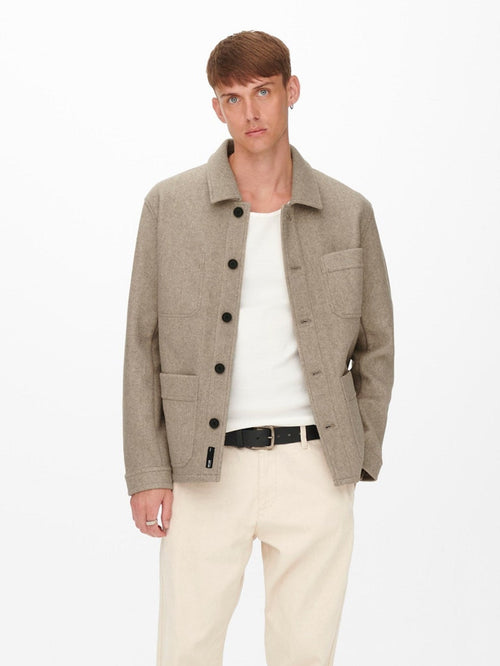 Jax Overshirt Jacket - Chinchilla - TeeShoppen Group™ - Formal Shirts & Blouses - Only & Sons