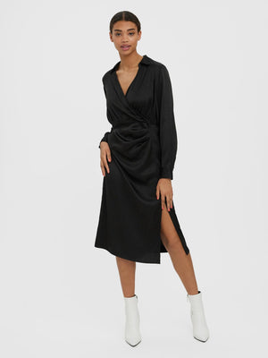 Kleo Calf Skjortekjole - Sort - TeeShoppen Group™ - Dress - Vero Moda