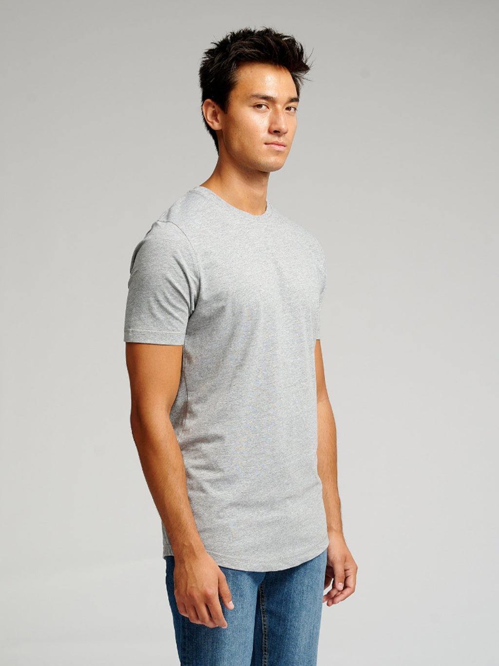 Langes T -Shirt - graue Melange